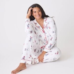 PJ Salvage Dog Print Pajama Set Small NWT Cozy Cute Holiday Winter Plush PJs